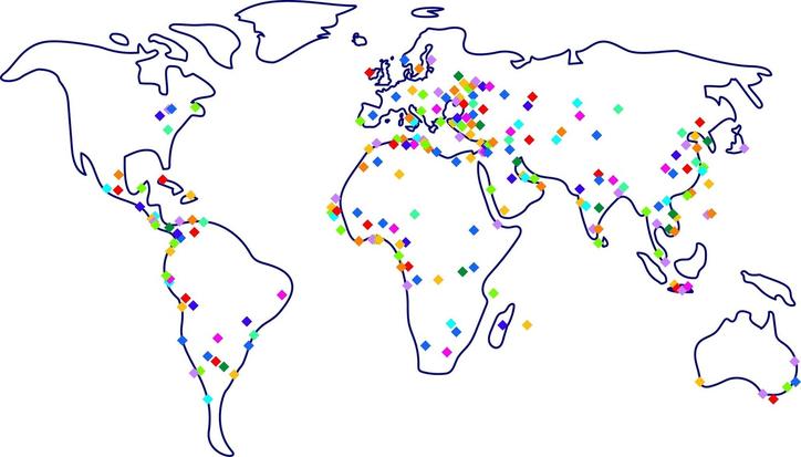 Carte des Espaces Campus France dans le monde